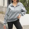 Hoodies femininos em camadas topo de treino para mulheres outono/inverno meio zíper moda jovens meninas blusa casual de negócios