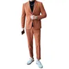 Herrdräkter (jacka byxa) corduroy kostym smal fit 2 st avslappnad karamellfärg av high-end party bröllopsmän 3xl