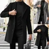 Men's Wool Blends Winter Men Coats Woolen Solid Long Sleeve Jackets Fleece Men Overcoats Streetwear Fashion Long Trench Outerwear 230915