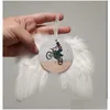 Christmas Decorations Feather Pendant White Blank Mdf Heat Transfer 2.8Inch Round Heart Double Side For Drop Delivery Home Garden Fest Dh9Ku