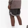 Shorts pour hommes Rhude Mens Mesh Mode Hommes Femmes Casual Skateboard réfléchissant Hip Hop Beach Poche de haute qualité Bordure blanche Court Asi Dhyjf