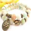 MG0791 matt amazonite Buddha armband set handgjorda naturliga energiarmband som matchar yogariska mala gåva smycken341g