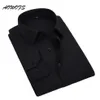 Aowofs 소셜 셔츠 검은 색 남성 드레스 셔츠 긴 소매 사무실 작업 셔츠 큰 크기 남성 의류 8xl 5xl 7xl 6xl 맞춤형 웨딩 266u