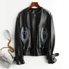 Женская кожаная куртка 2023, весенне-осенняя натуральная куртка, женская винтажная уличная дубленка, женские настоящие куртки, пальто