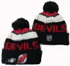 Hajar Beanies Cap Wool Warm Sport Knit Hat Hockey North American Team Striped Sideline USA College Cuffed Pom Hats Män kvinnor A0