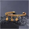 Bangle 4Pcs/Lot Gold Color For Girls/Baby/Kids Charm Gypsophila Bracelet Bells Flower Jewelry Child Christmas Gifts Cuff Dro Dhgarden Dhgyp