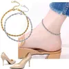 Tornozeleiras femininas meninas descalças jóias ouro aço inoxidável charme corda corrente tornozeleira pé pulseira 22-27 cm de comprimento a334224n