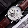 Лунные часы, дизайнерские кожаные мужские наручные часы, повседневные повседневные часы с турбийоном, relogio masculino, простые прочные наручные часы aaa, бизнес-орнамент sb042