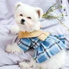 Dog Apparel Big Collar Clothes For Cats Pink Blue Cool Pet Summer College Style Embroidered Plaid Princess Dress Wholesale Shop Products
