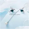 Charm Cocom S925 Sterling Sier Hummingbird Pearl Earrings With Green Austrian Crystals Cute Animal Jewelry Gifts For Women A Dhgarden Dhofm