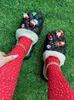 Slippers Winter Plush Bubble Slippers Women Platform Warm Furry Bubble Slides Charms Christmas Shoes Soft Comfy Removable Cotton Slipper babiq05