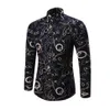 Brand New Print Catena d'oro Camicie Uomo Casual Manica lunga Camicie slim camisa masculina Moda maschile Camicie floreali267r