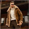 Men's Jackets Hommes Hiver Hommes Polaire Col Veste De Moto Un Morceau De Fourrure Casual Extérieur Thermique En Cuir Manteau De Laine Mâle S-5Xl Dhyms