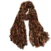 Modieuze luipaardprint sjaal vrouw print geplooide katoenen sjaal herfst en winter zijde warme lange sjaals 180 90CM303a