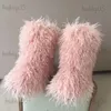 Boots 2023 Fashion Winter Lamb Skin Boots Long Hair Faux Mongolian Sheep Fur Boots Cover Babiq05