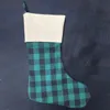 30*40 cm Imitation Linen Plaid Christmas Stocking Presentväskor Xmas Strumpa stor storlek Juldekorativa presentpåsar Juldekorationer Q571