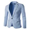 Lente Herfst Mode Toevallige Linnen Blazer Mannen Blazer Slim Fit Lange Mouw Enkele Knop Pak Jas Mannen Blazer Jacket252U