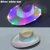 LED Colorful Light Up Cowboy Hats Neon Sparkly Space Light Up Cowgirl Hat Holographic Rave Fluorescent Hats Costume Party 916