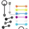 Tongue Rings 13Pcs 14G Surgical Steel Bars Set 16Mm Barbell Piercing With Skl/Flower/Heart/Clear Cz/Glitter Ball Drop Deliver Dhgarden Dhlep