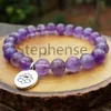 MG0691 Natural 2A Grade Amethyst Armband Natural Crystals Healing Heart Chakra Armband Trendy Women's Yoga Mala Armband249J