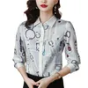 Luxury Designer Blouses Printed Shirts Womens Long Sleeve Lapel Classic Button Front Shirt 2023 Spring Fall Elegant and Youth Blou243e