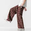 Pantalon pour hommes MrGB Summer Plaid Hommes Large Jambe Style Chinois Mode Casual Pantalon Unisexe Japonais Surdimensionné Male276U