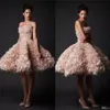 Krikor Jabotian vintage sukienki ślubne bez ramiączki Krótkie suknie ślubne Tiulle A-Line plus rozmiar Blush Wedding Suknia 2739