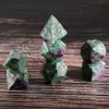 Natural Ruby in Zircite Polyhedral Loose Gemstones Dice 7pcs Set Dungeons & Dragons Stone Dice Set DND RPG Games Ornaments Spot Goods Wholesale Accept Custom