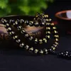 8 mm 108 Sechs Worte Mantra-Perlen Obsidian-Armbänder Party Fashion Mala Handgefertigte Meditation Wunderschöner Schmuck Faszinierender Armreif3373