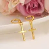 EXKLUSIVA SPECIAL DESIGN CHRISTIAN VOGUE WOMENS TRUE REAL 14K SOLID FINE GUL GULD GF Crucifix Cross Timeless Charm Earrings307T