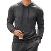 Tute da uomo Moda Uomo Felpa con cappuccio Due pezzi Set Autunno Casual Maniche a pieghe Felpe con cappuccio e pantaloni Abiti Abbigliamento Streetwear Abiti 230915