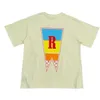 Moda de venta al por menor americana marca Rhude carrera corta patrón abstracto estampado Casual manga suelta camiseta Unisex verano