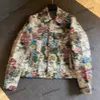 Xinxinbuy hombres diseñador abrigo chaqueta flor jacquard letra tela mezclilla manga larga mujer caqui S-2XL