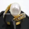 Bague en cristal de perle blanche taille 6 7 8 9235S