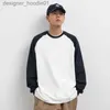 Erkek Hoodies Sweatshirts Plus Boyut Erkekler Sonbahar Yeni Stil Kontrast Renk Raglan Sleeve Japon Sıradan Gevşek Katı Dikiş Üst L230916