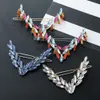 New v-shaped blue crystal hair clip angel wings rhinestone top clip edge clip temperament women fashion hair accessories