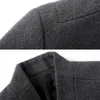 Mélanges de laine pour hommes Hommes hiver chaud couleur unie trench-coat en laine mince vêtements d'extérieur pardessus veste longue veste de couleur unie pour hommes avec laine à long bouton 230915