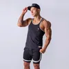 Men's Tank Tops Summer Style Jogging Gym Bodybuilding Elastic Breathable Vest 100 Cotton Blue Sleeveless Fitness 230915
