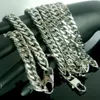 Silvertonuppsättning 316L Solid Heavy Rostfri Steel Men Neckbracelet Curb Chain N264 SET2825