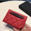 Credit Card Holder C Red Calfskin caviar Wallets genuine leather men womens card holders coin purse pocket porte cartes de luxe to234S