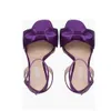 Sandales à plateforme en satin violet avec nœud en satin, escarpins pour femmes, chaussures de soirée, chaussures habillées à talons de 14 cm, orteils exposés, designers de luxe, bride à la cheville, super