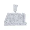 Hiphop Iced Out volledige diamanten brief ATM-hangerketting kan een Cubaanse ketting van 15 mm dragen