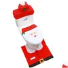 Couvre-siège de toilette Noël Er Old Man Snowman Ers Tapis Bouchon de radiateur Décorations de serviettes en papier Livraison directe Maison Jardin Bain Bathroo Dhagf