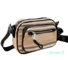 Crossbody Waist Chest Bags Handbag Men Purse Fashion Canvas Patchwork Tartan Zipper High Quality Cowhide Leather