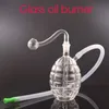 Mini narguilé créatif portable Grenade antichar capiteuse épaisse Forme tuyau de bong de plate-forme de dab d'eau avec bol de brûleur à mazout en verre mâle de 10 mm et tuyau en silicone pour fumer