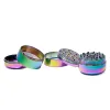 DHL Rainbow Tobacco Herb Lighting Grinder 6 Piece 60mm Rökning Set Aluminium Alloy Pollen Press Catcher Metal Grinders ZZ