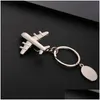 Andra interiörstillbehör Gift Metal Plane Keychain Buckle Mini Key Chain Aircraft Model Keyring Airplane Presents for Men Women Kids DH06H