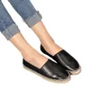 Ny designer mode denim sapatos espadrilles halm real läder fiskare platt klackar skor lata zapatos mujer casual klänning slip-on plattform flickor storlek 42