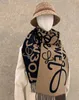 Halsdukar designer graffiti stil halsduk för kvinnors schack och kort rutigt dubbelsidig kashmir halsduk, mjölk te färg ull sjal, höst vinter förtjockad varm halsduk