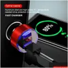 Car Charger Dual Usb Qc 3.0 Adapter Cigarette Lighter Led Voltmeter For All Types Mobile Phone Chargers Smart Double Charging With D Dhh3T